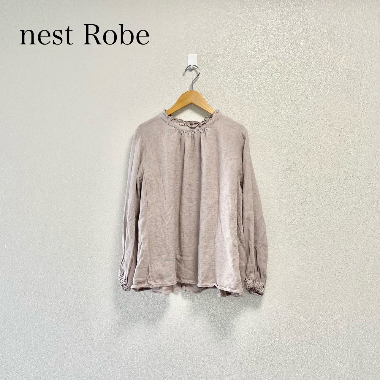 nest Robe ネストローブ リネンスタンドフリルブラウス 日本製