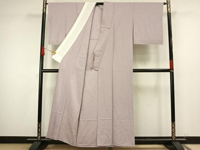 平和屋-こころ店□上質な色無地 単衣 霞地紋 柳茶色 正絹