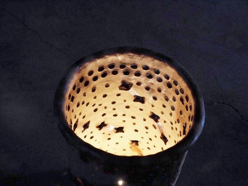 陶器製の円柱フロアスタンド レメイク作品 古録展 送料無料 品番D5142