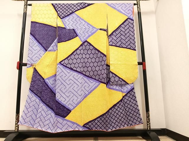 平和屋着物○訪問着 型染め 流水吉祥菊花文 正絹 逸品 CAAU2799yc