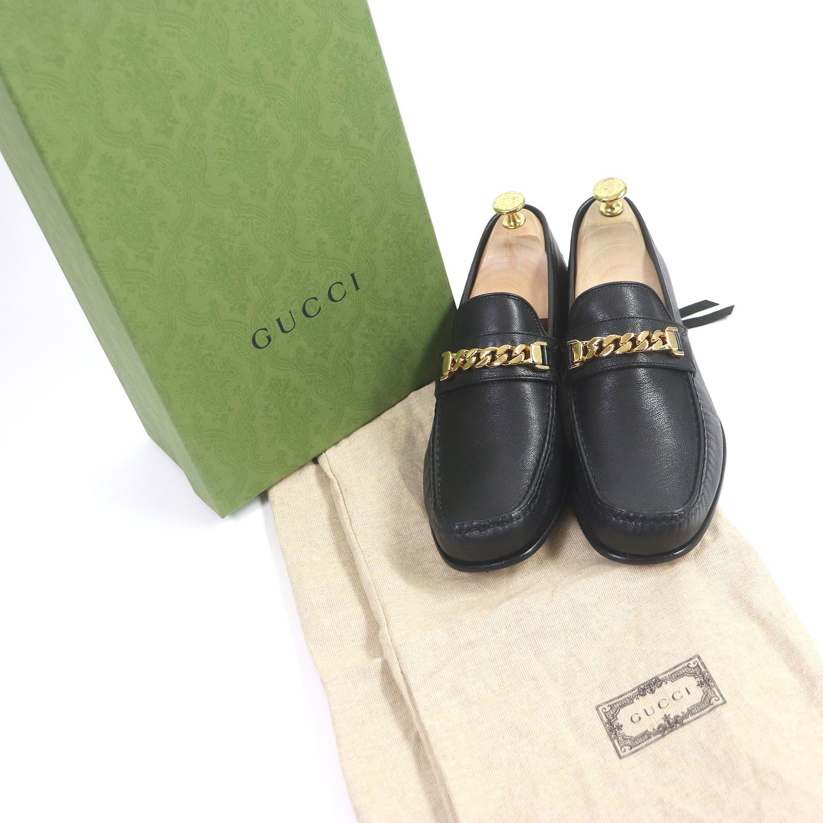 未使用品 GUCCI グッチ 643620 チェーンビット モカシン スリッポン