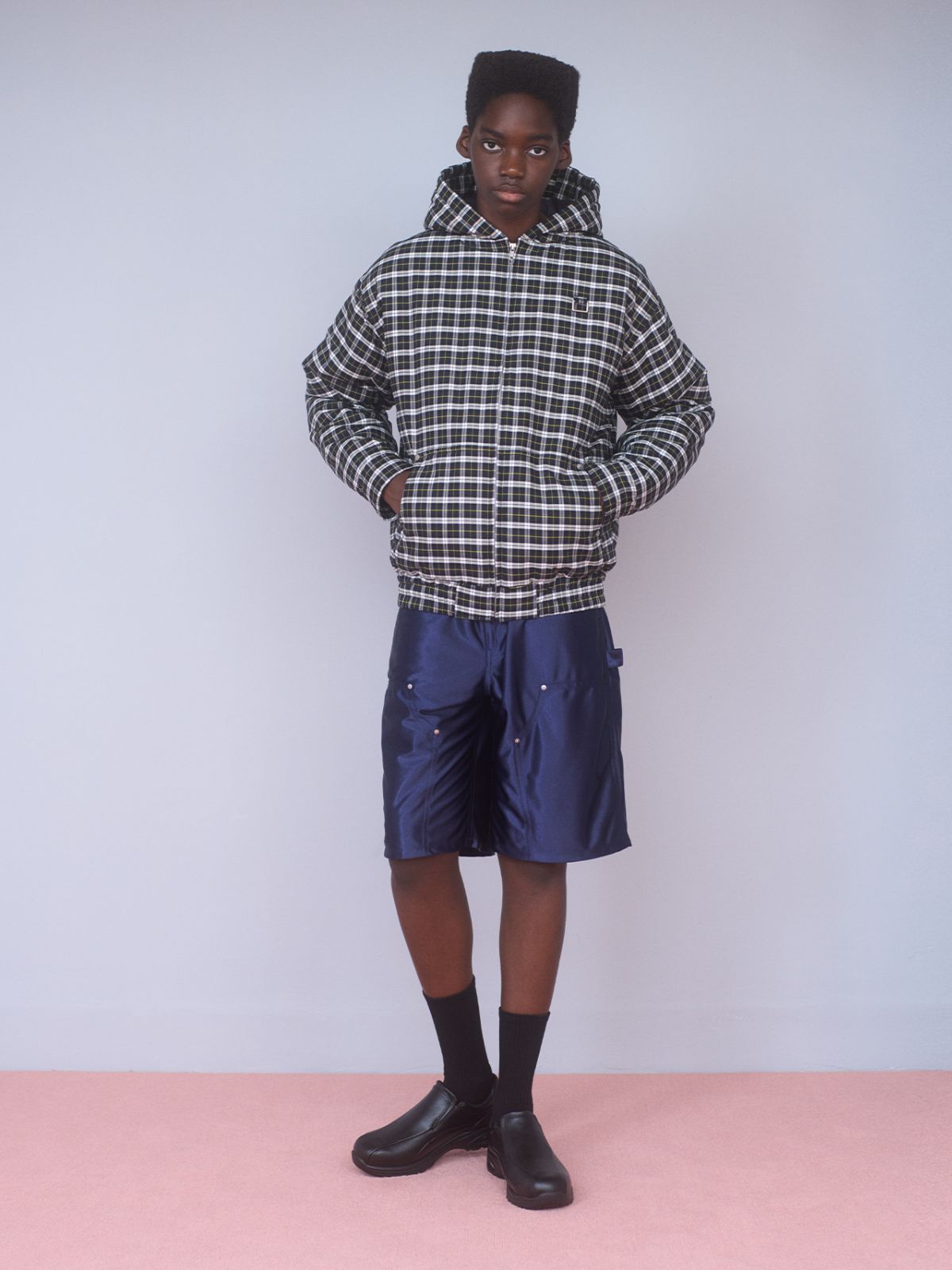 ICE & TECHNO | DOUBLE KNEE BASKET SHORTS (NAVY) ショーツ ショート