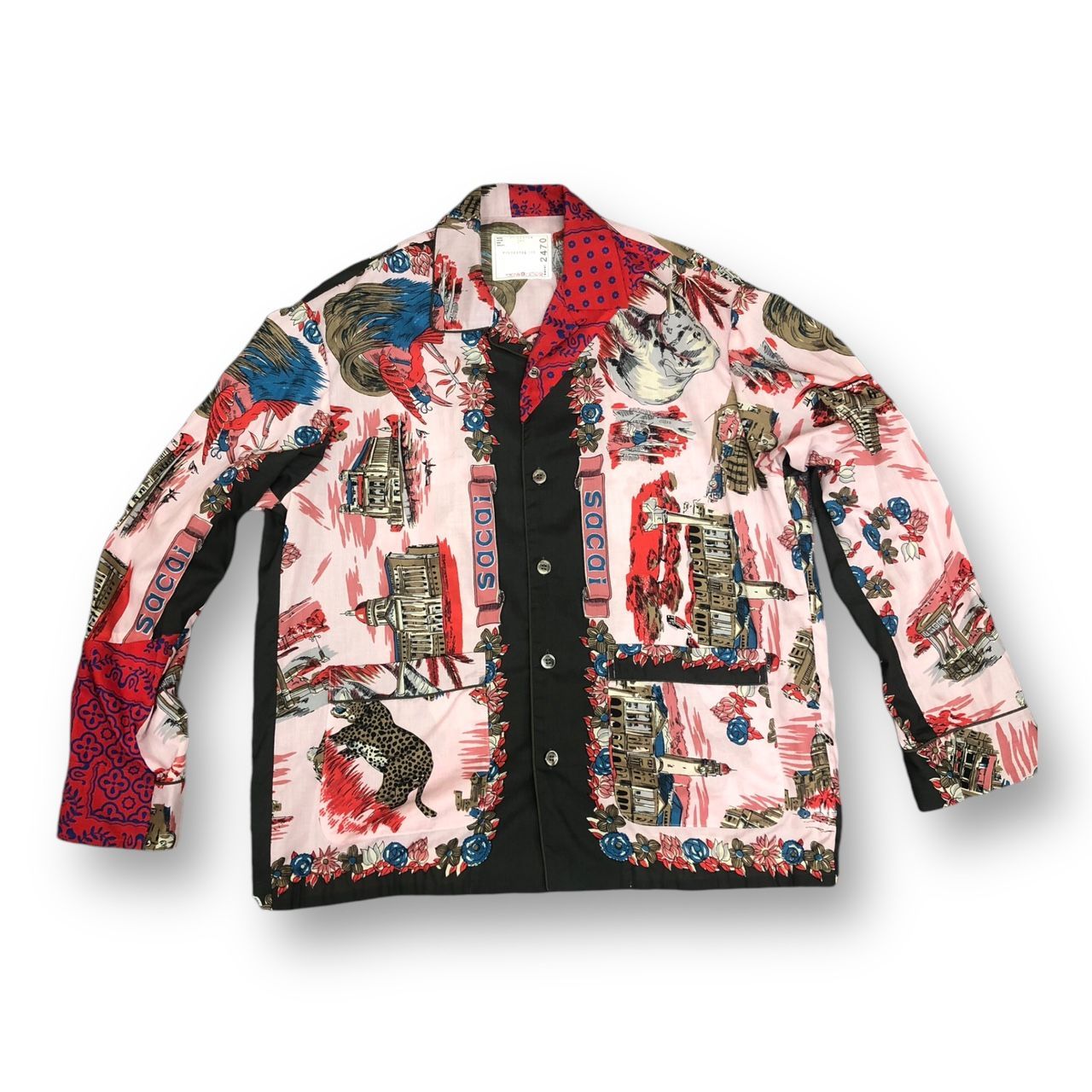 美品 sacai 21SS Archive Print Mix Shirt アーカイブ プリント ミックス オープンカラー シャツ 総柄 サカイ  21-02470M マルチカラー 1 67942A3