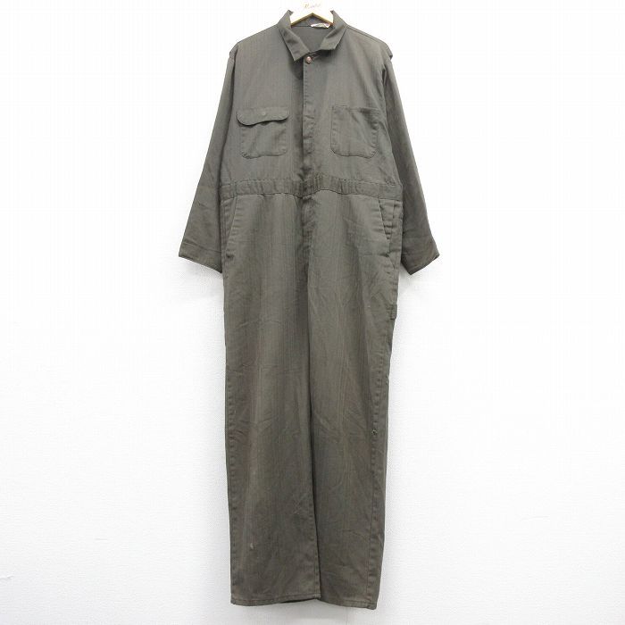 W45/古着 JCペニー ビッグマック 長袖 ビンテージ ツナギ メンズ 70s 大きいサイズ ヘリンボーン タロン 緑系 グリーン 23oct02 中古 オー