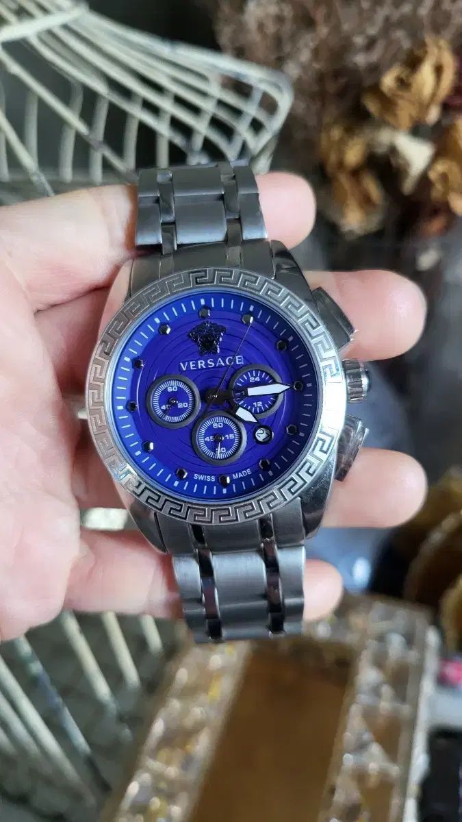 VERSACE ヴェルサーチェ ブルー ダイヤル メタル 時計 メドゥーサ