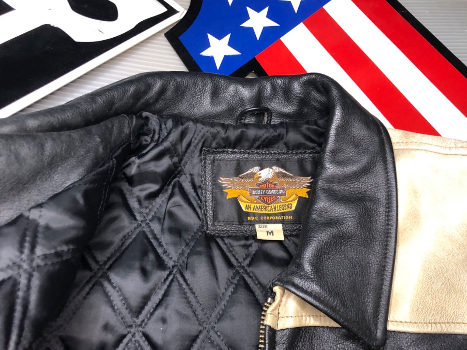 Harley Davidson】メタル スタッズ鋲 シングル ライダース 牛革