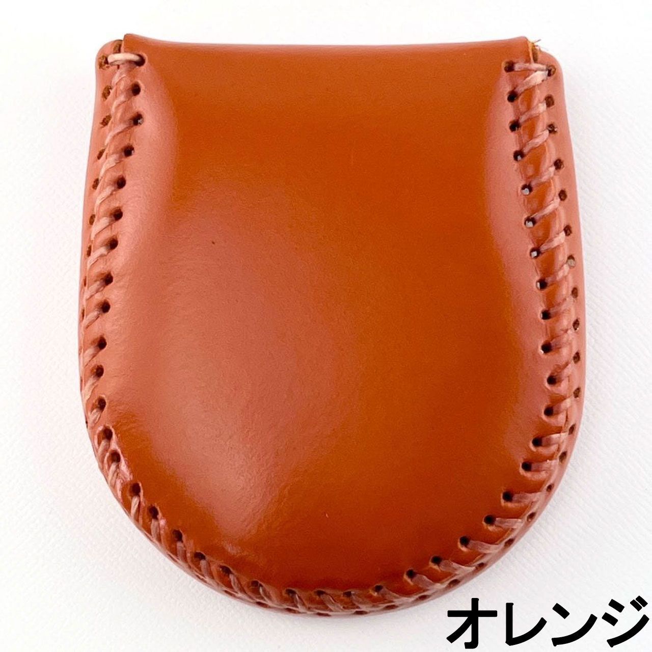 【新品】本革コインケース 小銭入れ 完全手作り 手縫い仕上げ コンパクト 使いやすい オレンジ