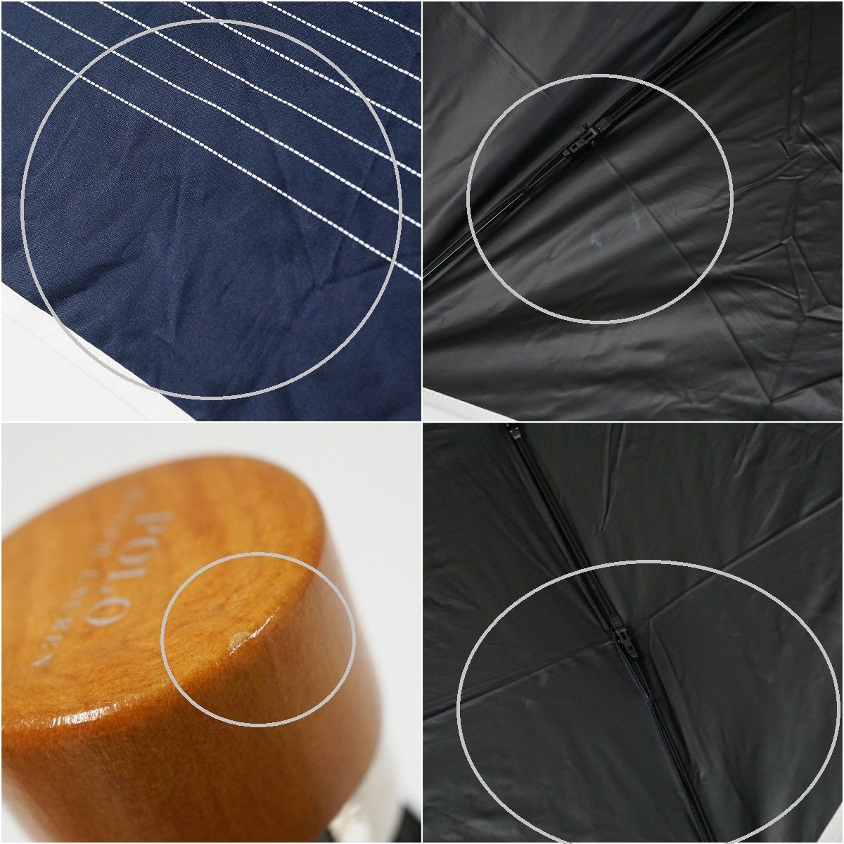 POLO RALPH LAUREN ポロラルフローレン 折りたたみ日傘 USED美品 晴雨兼用 ネイビー イエロー マリンボーダー ロゴプリント UV  50cm FA7981 メルカリShops
