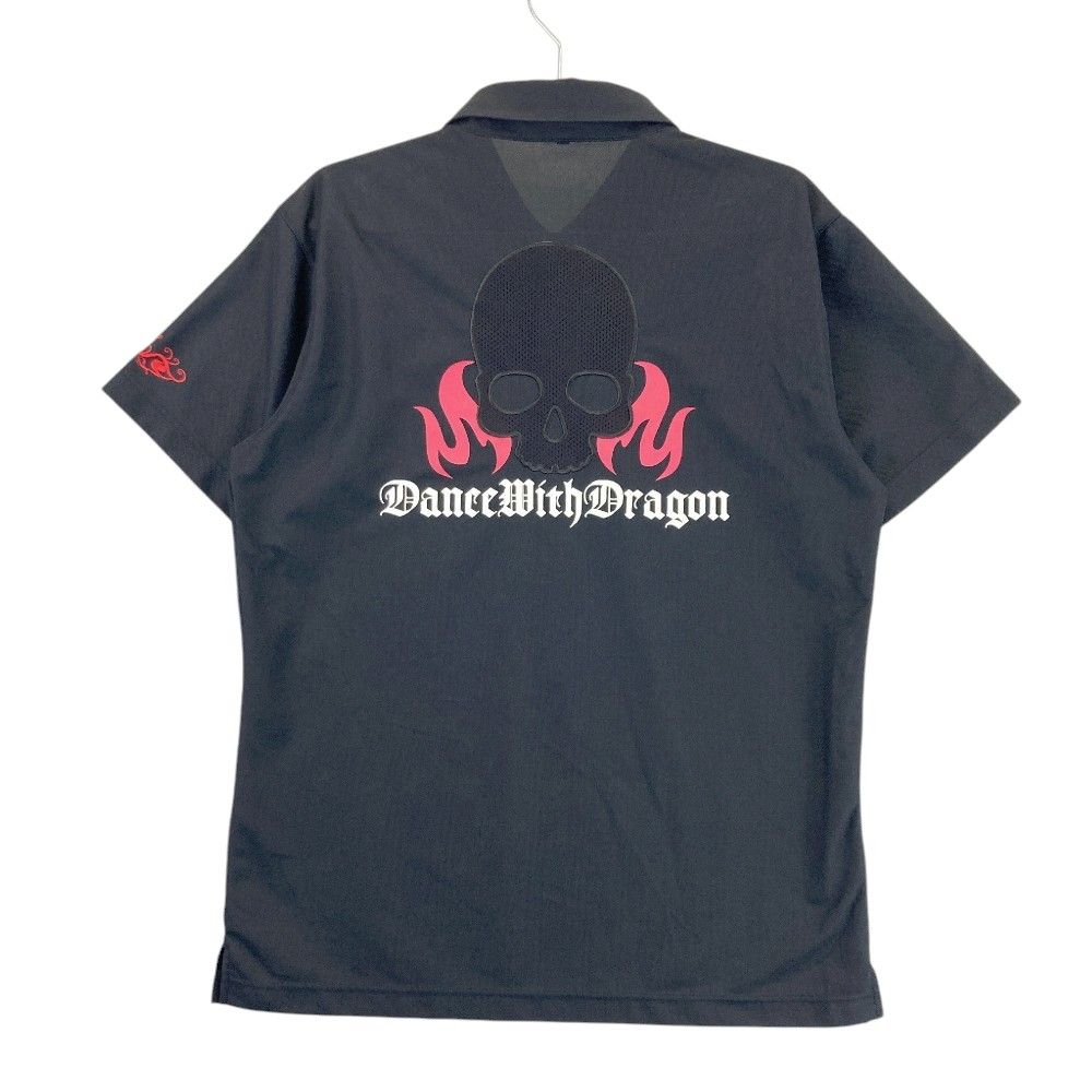 サイズ：3 DANCE WITH DRAGON ダンスウィズドラゴン ×モルガ・ザ・ライフ 2024年モデル 半袖ポロシャツ 総柄 ブラック系 [240101420227] ゴルフウェア メンズ ストスト サイズ：3 DANCE WITH DRAGON ダンスウィズドラゴン 半袖