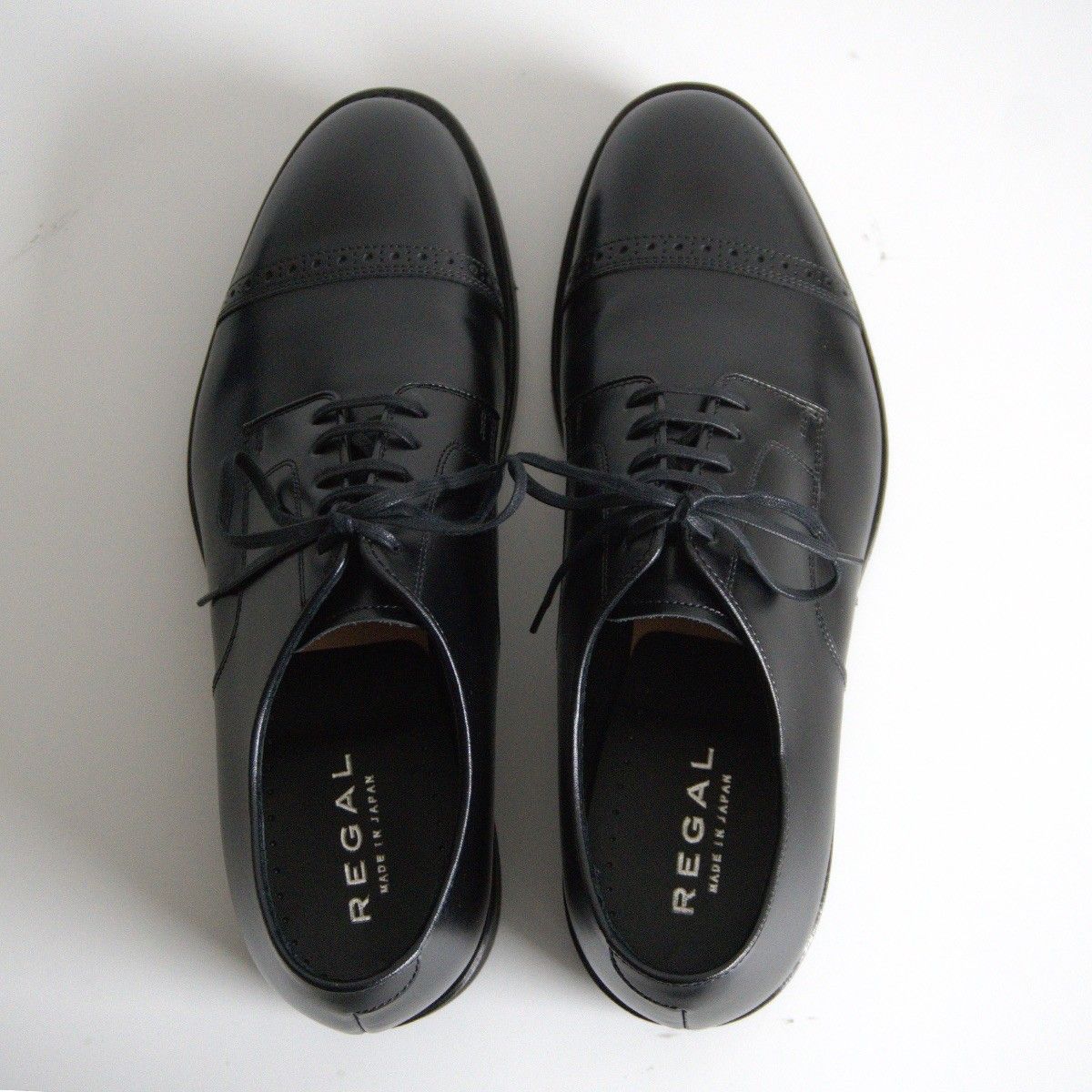 のみ REGAL 11EL パンチドキャップトゥ レザーシューズ 26cm リーガル ブラック ビジネスシューズ 革靴 日本製 25100654