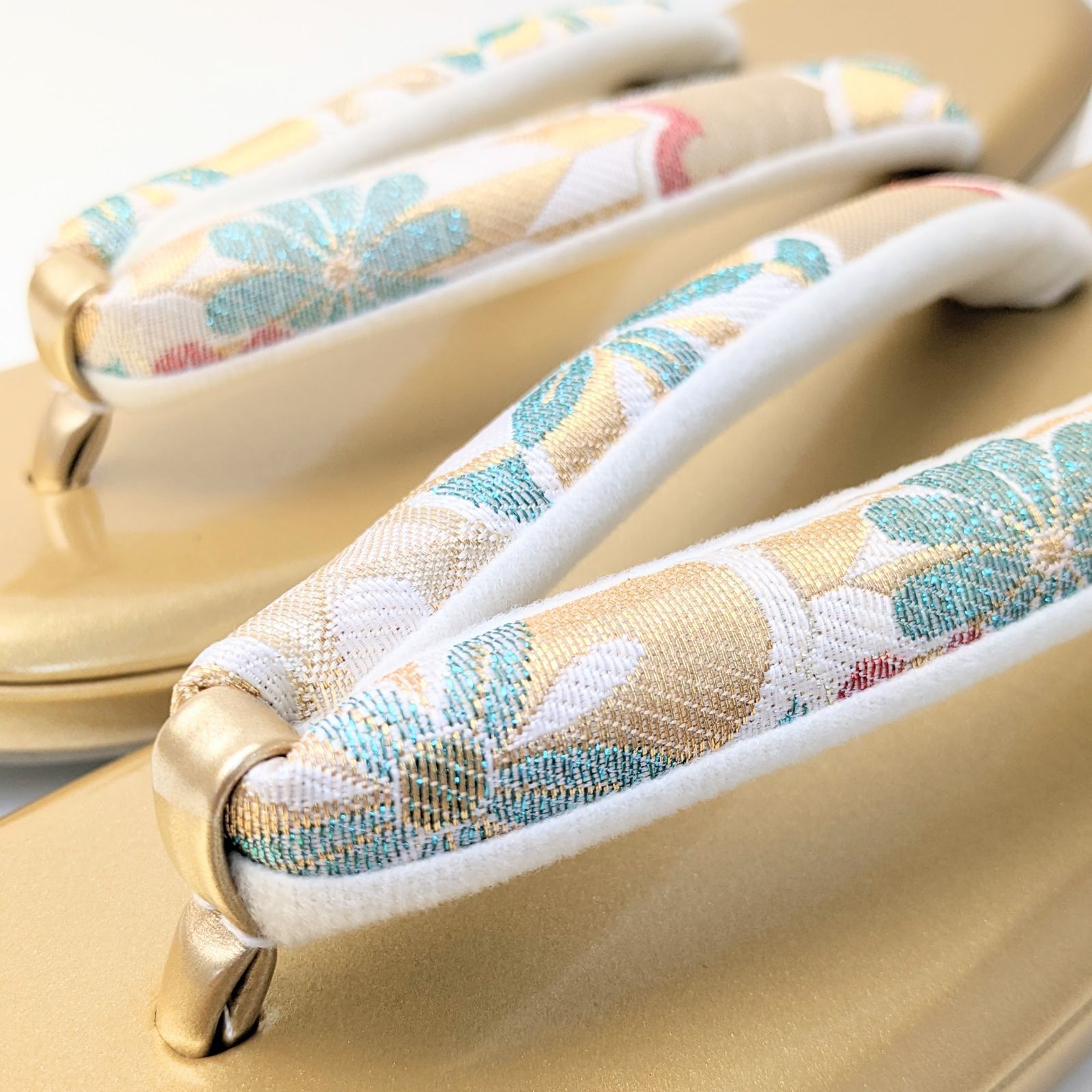 見事な創造力浴衣/水着一流の品質 新品、未使用 和装 草履バッグセット 振袖用 帯地 ゴールド