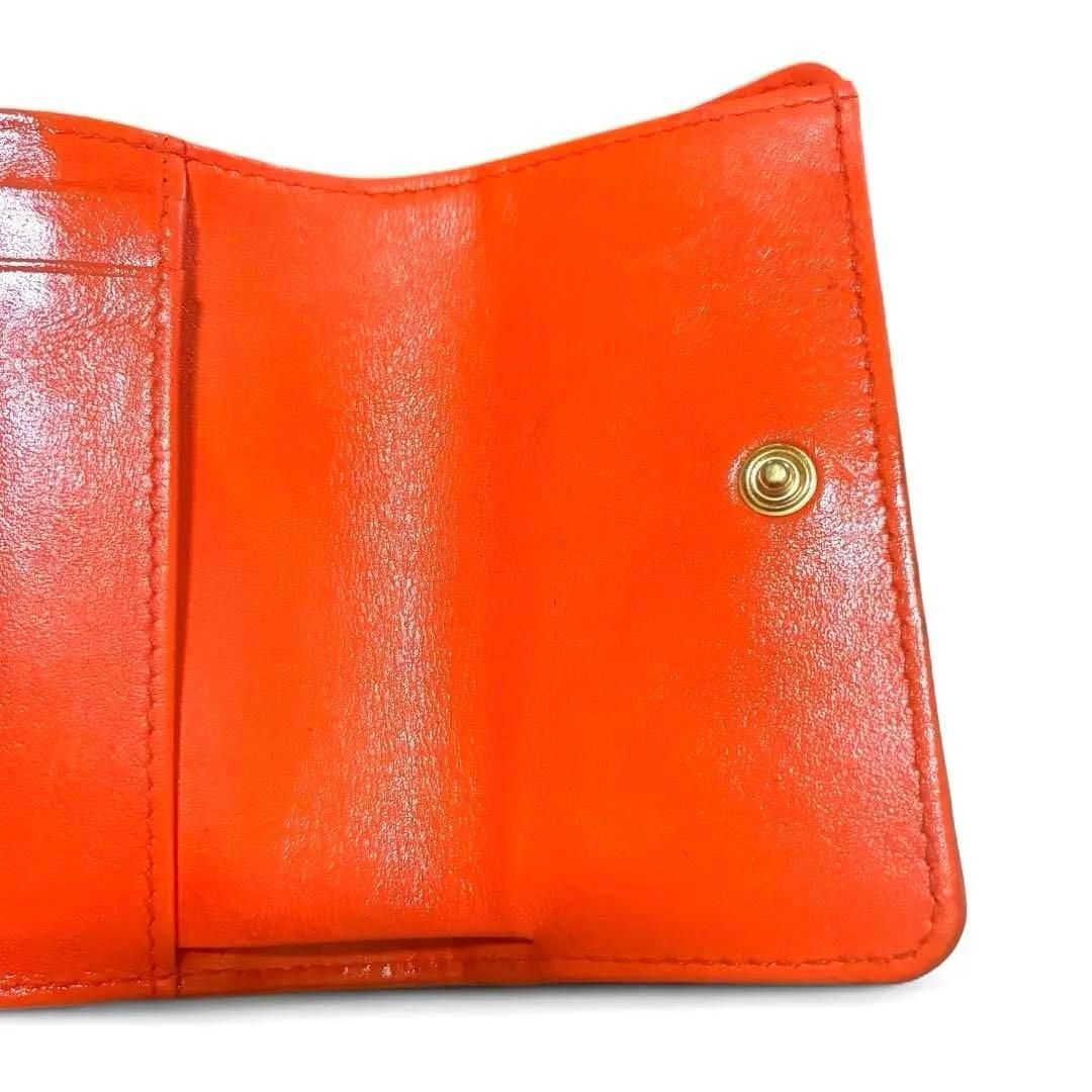 人気色・希少】CHANEL ディズヌフ 三折り財布 ラムスキン オレンジ系