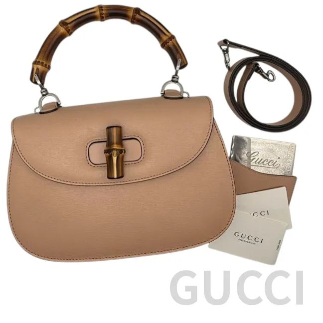 GUCCI グッチ 新型 バンブー ターンロック レザー 本革 2way