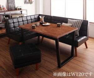 ダイニングセット（テーブルu0026ソファ スツール） 古木風 ヴィンテージ カフェスタイル リビングダイニング 4人 4点セット(テーブル+ソファ1脚+アームソファ1脚+スツール1脚) 左アーム W150 