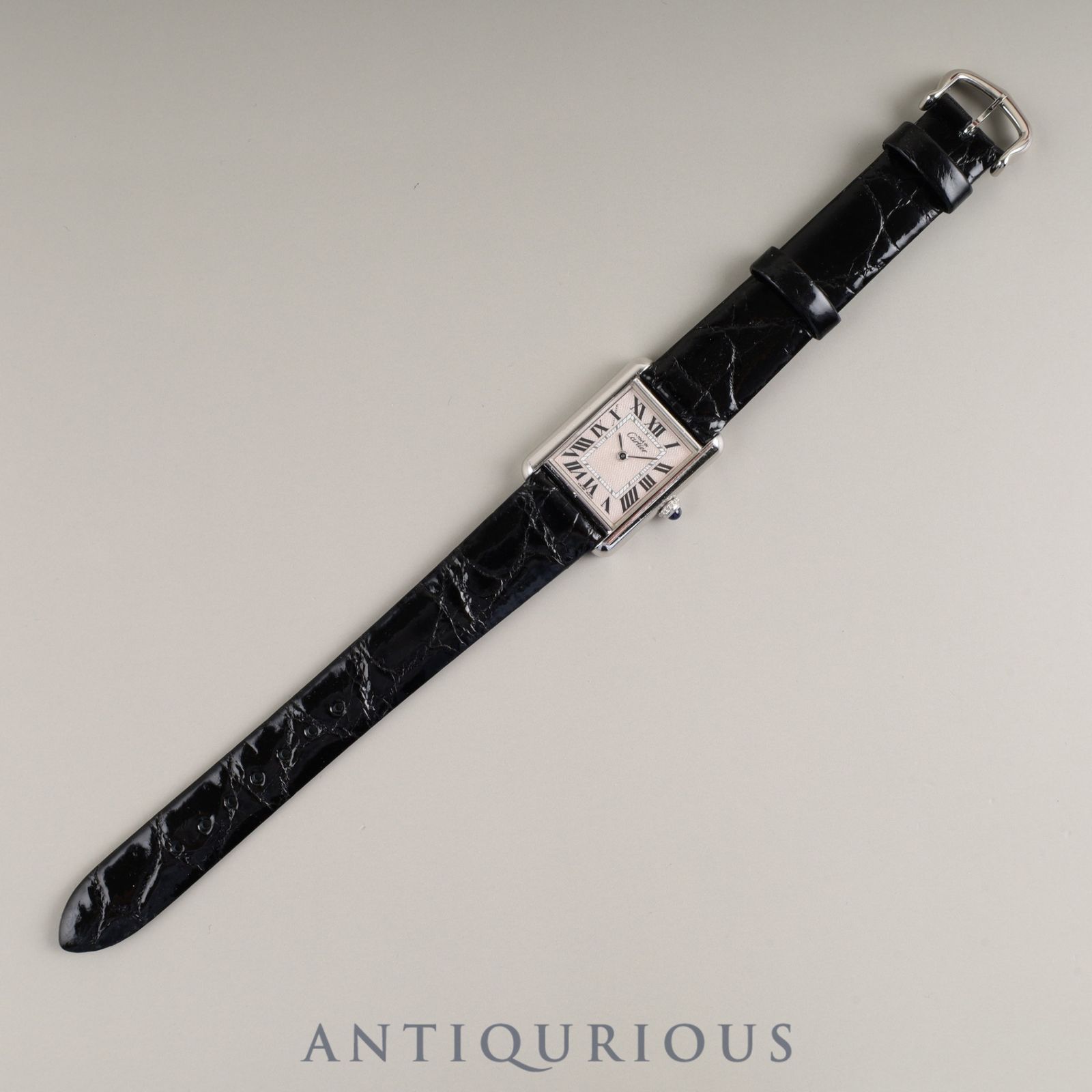 カルティエ マストタンク MM 2416 クォーツ Cal.057 SV925 革 純正尾錠  