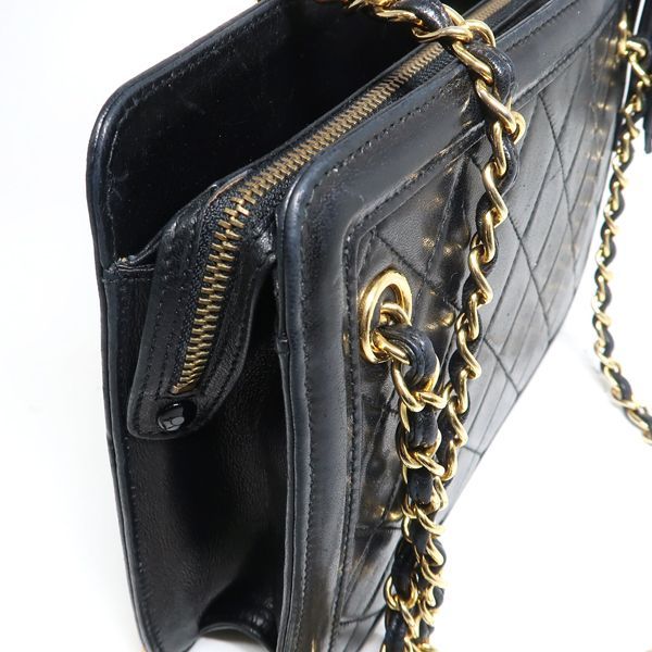 CHANEL チェーンバッグ 黒 マトラッセ フリンジ ショルダー