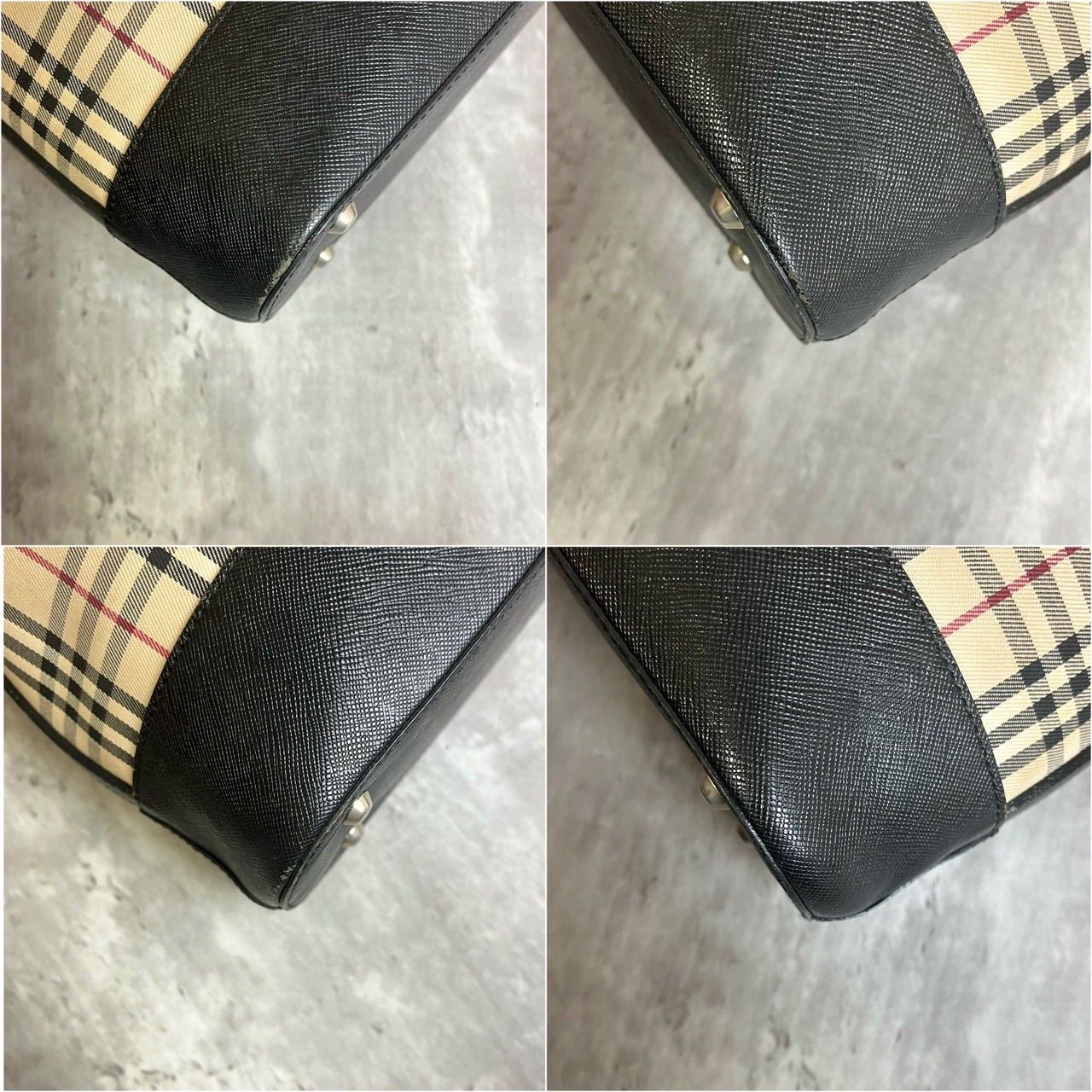 美品 バーバリー レザー ショルダーバッグ ノバチェック ロゴ型押し