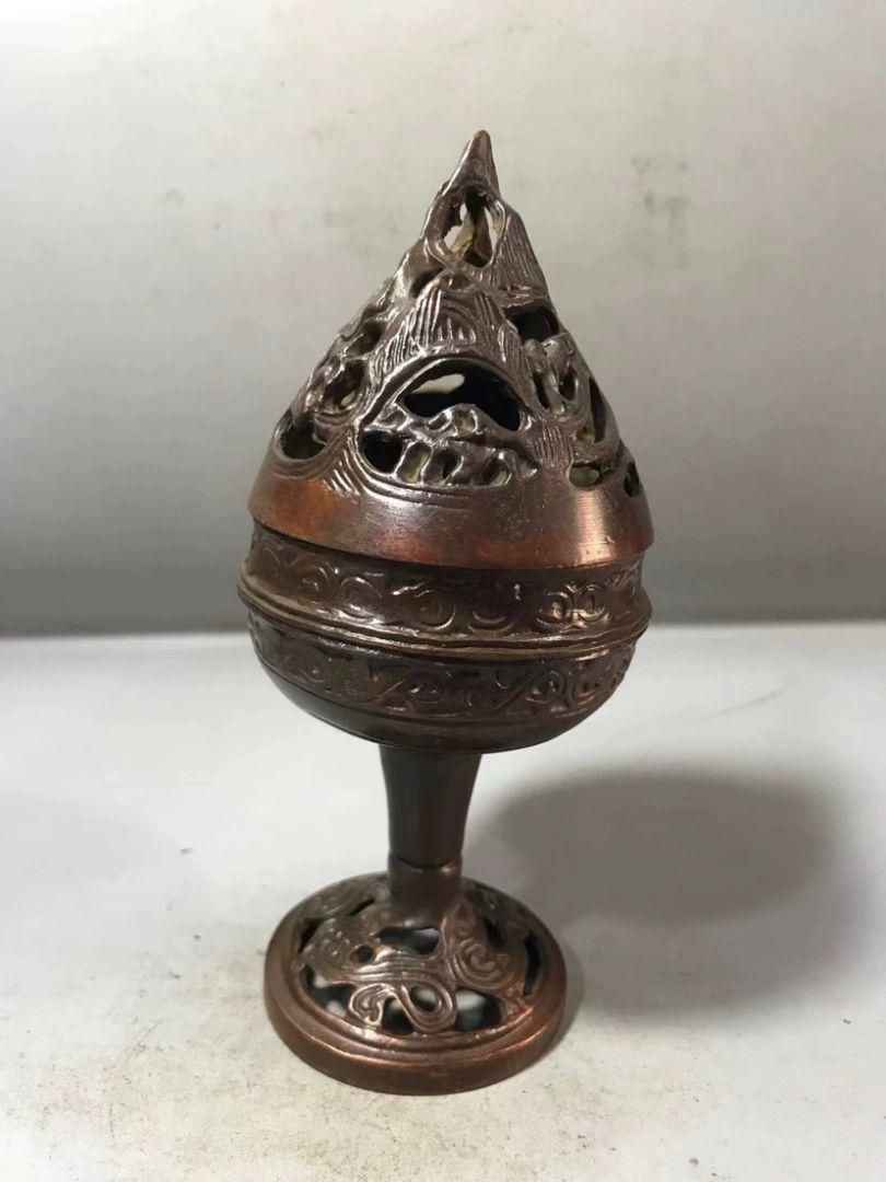 銅 細工 玄紋香炉 博山炉 香道具 茶道具 装飾品 工芸品 置物