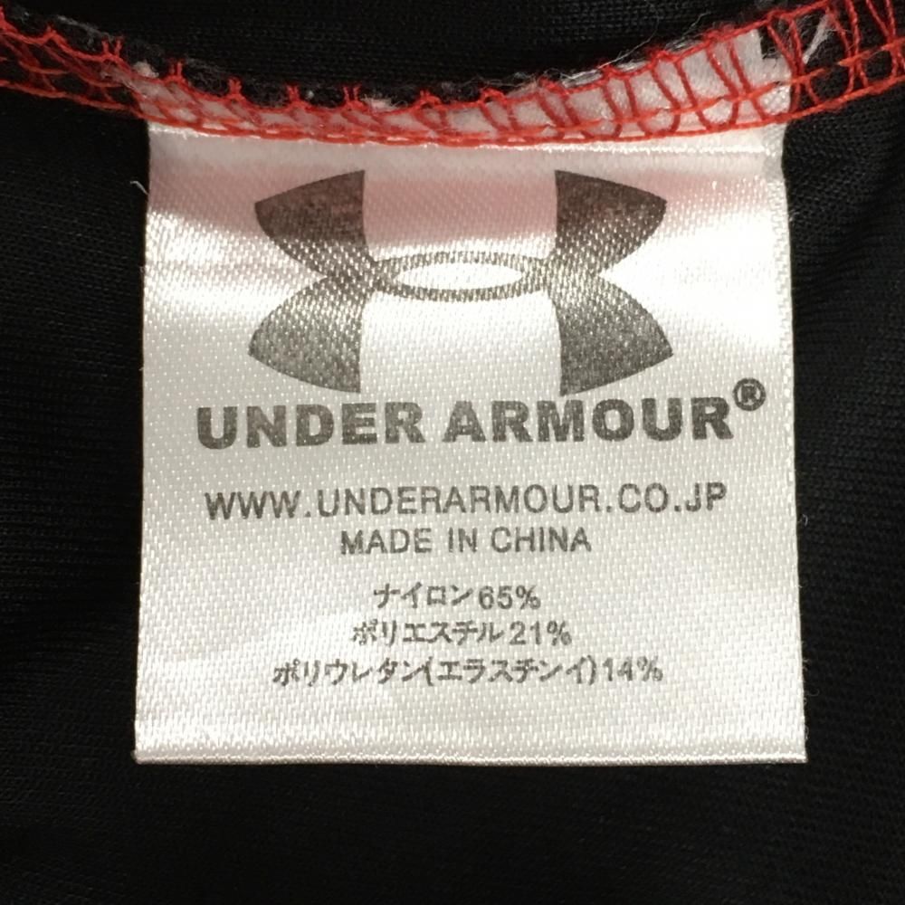 美品】アンダーアーマー 長袖ポロシャツ レッド×黒 ロゴプリント