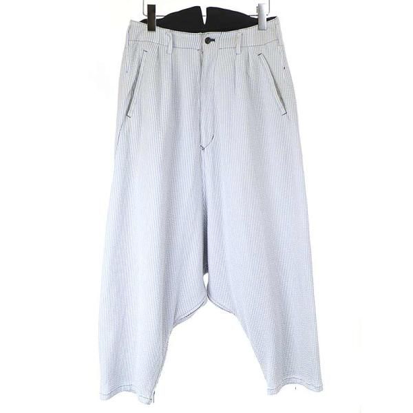 sulvam サルバム 18SS シアサッカーストライプパンツ サックス