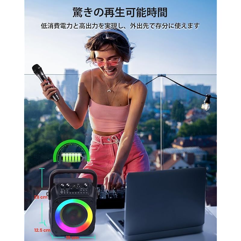 スピーカーセット カラオケ 家庭用 拡声器 カラオケマイク 2本