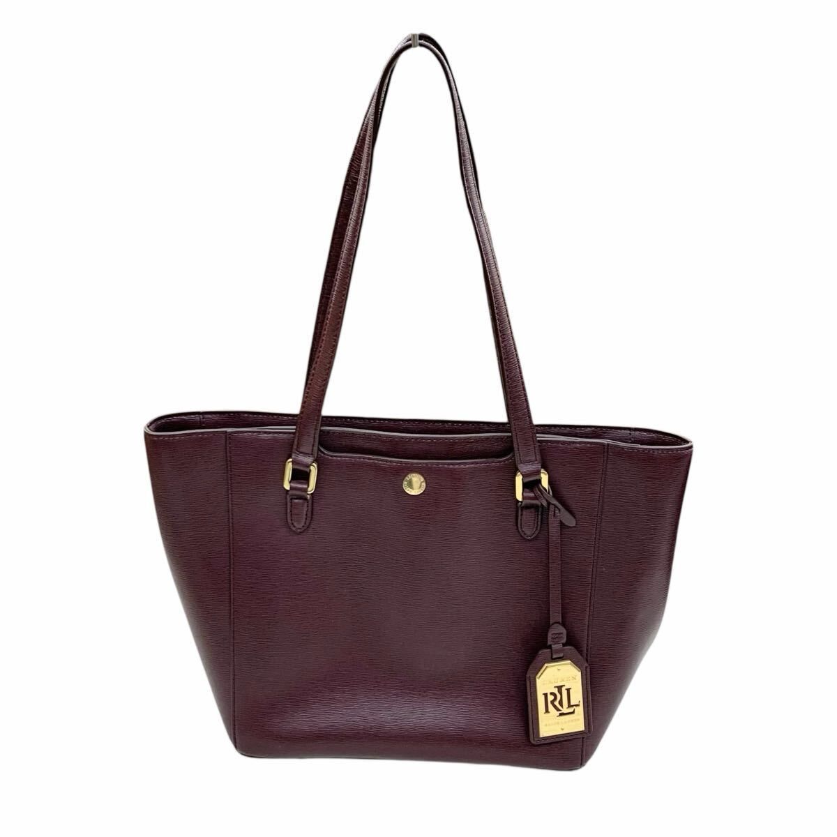 LAUREN RALPH LAUREN ラルフローレン トートバッグ ボルドー レザー