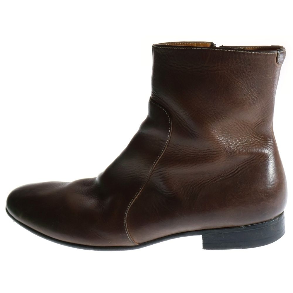 マルジェラ　ブラウンレザー ジッパーブーツ Maison Margiela 22 (メゾンマルジェラ) サイドジップ レザー