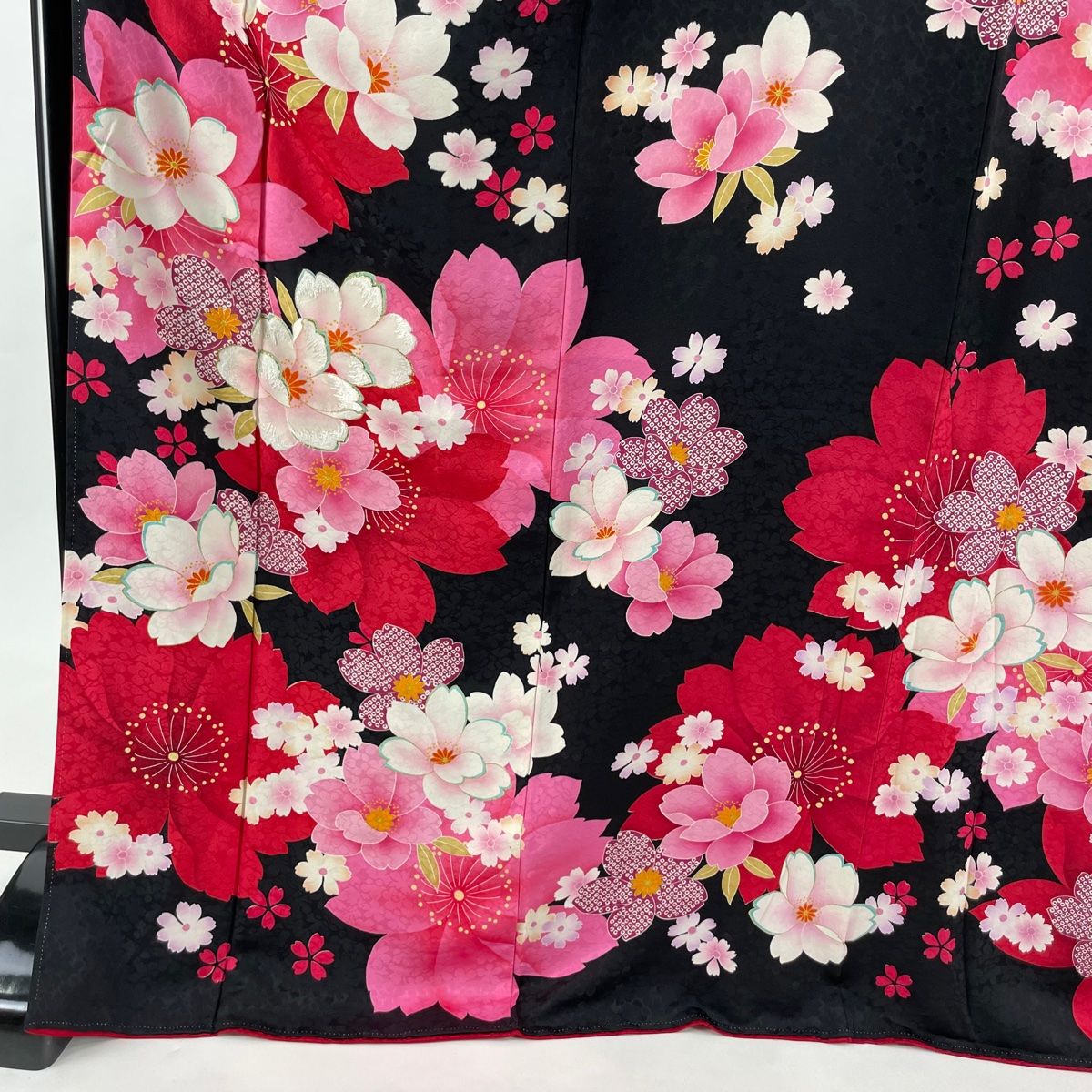 春のコレクション ピンク ぼかし 金彩 草花 桜 袷 M 裄丈66.5cm 身丈 