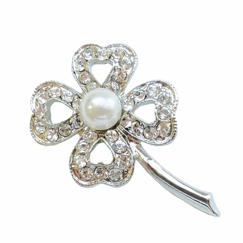 enyapearl］ アコヤ真珠 ピンブローチ 四つ葉のクローバー