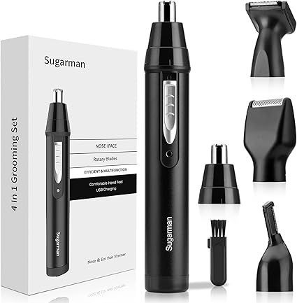 Sugarman 鼻毛カッター メンズ USB充電式 エチケットカッター 1台4役 電動シェーバー 女性 男性 鼻毛切り はなげ 耳毛カッター 眉毛シェーバー 顔そり 髭剃り うぶげそり 脇そり 産毛 ムダ毛処理