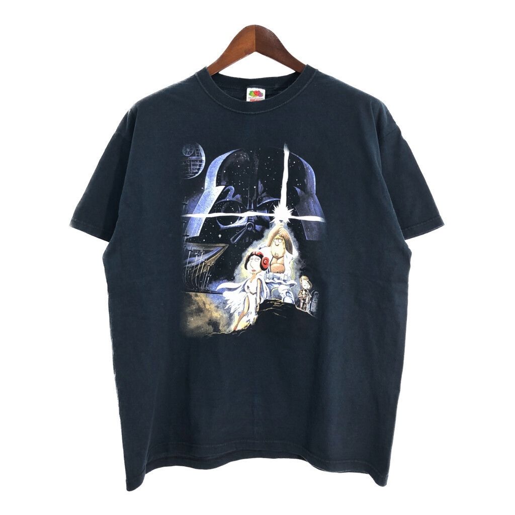 00年代 FAMILY GUY BLUE HARVEST Part.1 STAR WARS Ｔシャツ アニメ キャラクター ブラック メンズ XL 古着 U1648