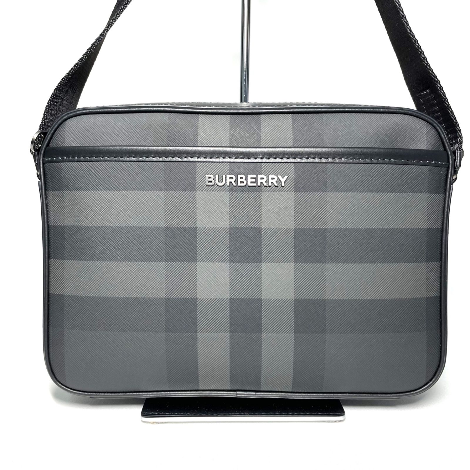 美品】 BURBERRY バーバリー ウーヴンナイロン レザー マズウェル
