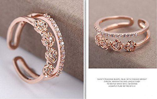 【人気商品】Gold フリーサイズ Gold Pink Pink 指輪 Flower クリスタル フラワー リング (PGフラワー) Czダイヤモンド Filled K18