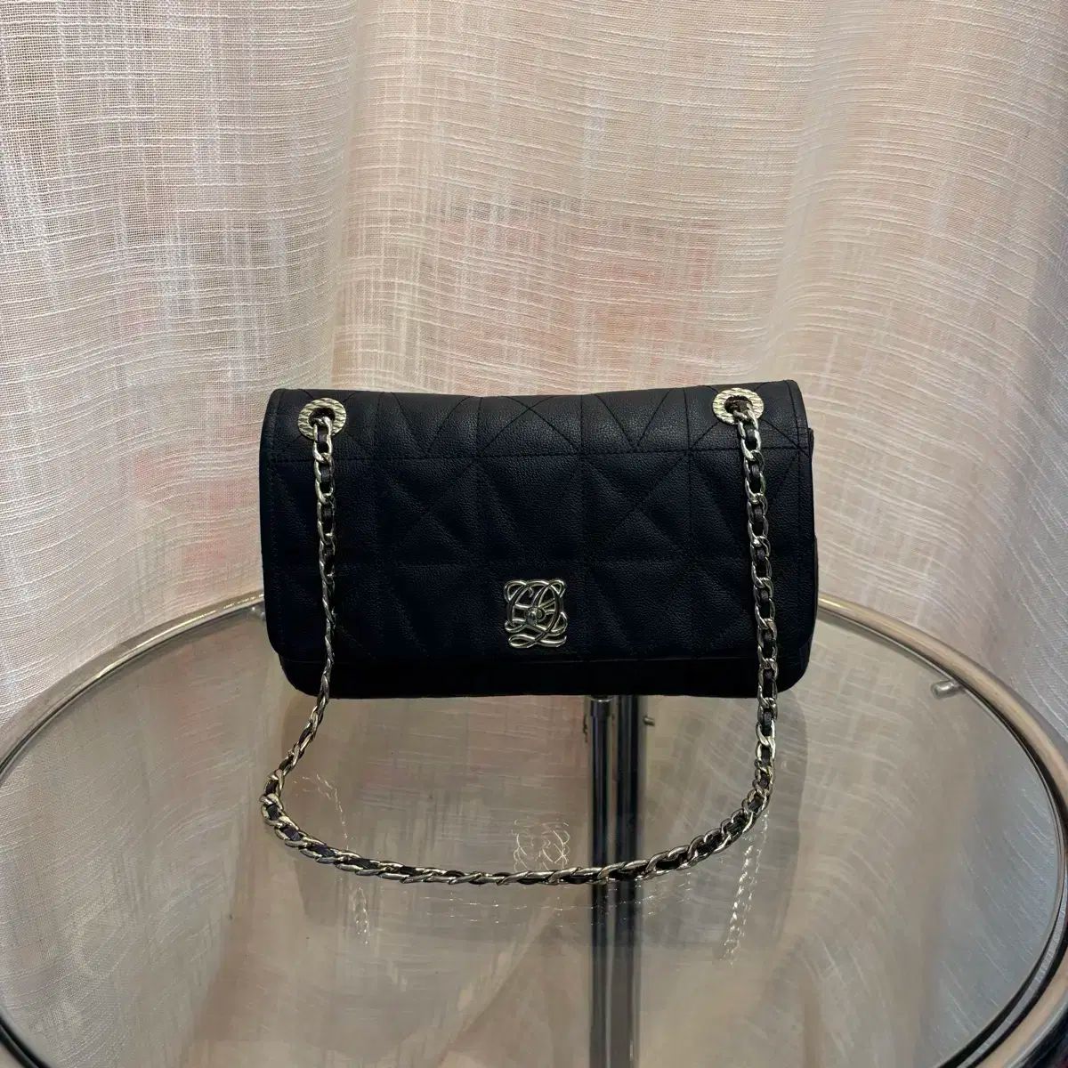 Ampersand ふわふわラビットファー メッシュレザー ハンドバッグ