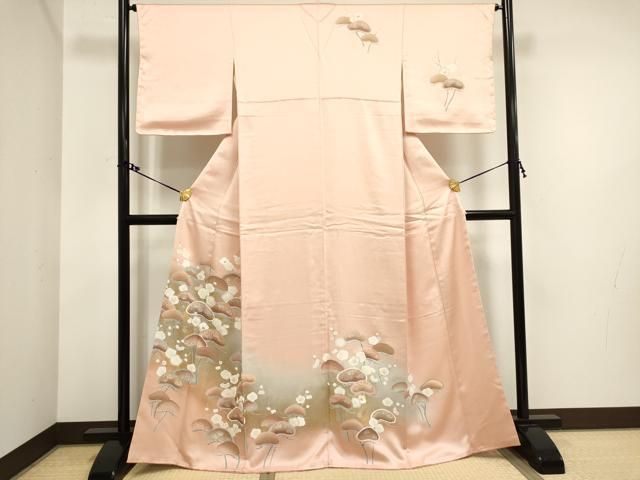 付下げ 地模様 紗綾形 暈し 松 梅 橘文様 正絹 k687 付け下げ 刺繍 紗綾形地紋 花模様 着物 014w - メルカリ