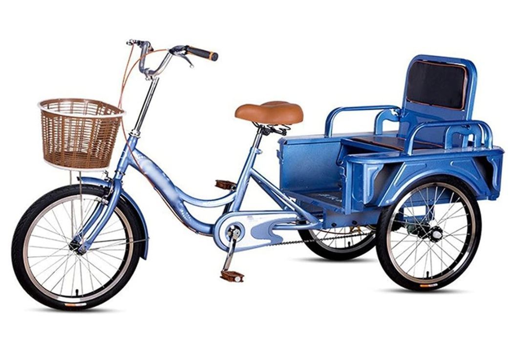 三輪自転車 大人の三輪車 大人の三輪車20in成人自転車高炭素鋼フレーム3輪巡洋艦のバイク 後部座席の快適な自転車のバイクが高齢者に適し