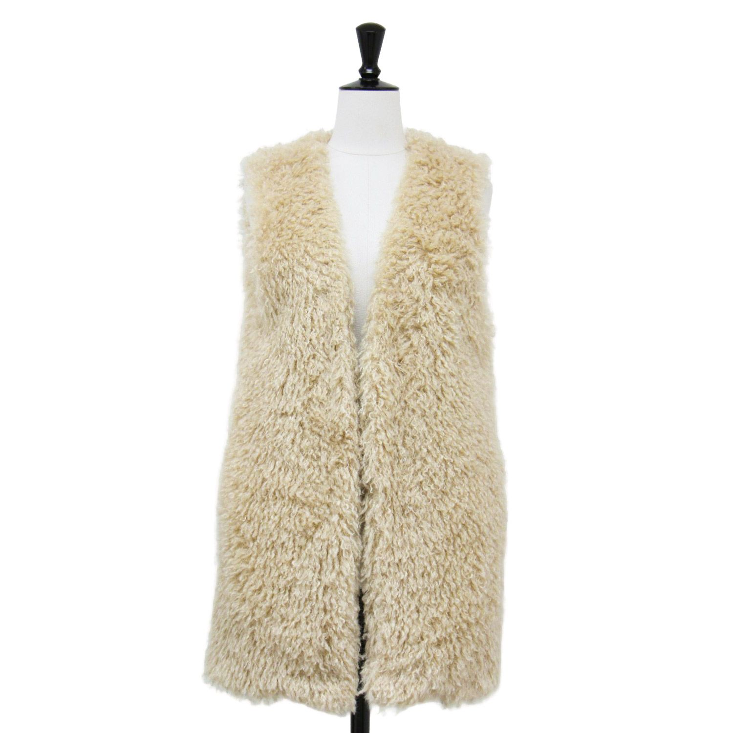 FLORENT フローレント ベスト ベージュ サイズ:00(S) | 24春夏 フェイクファー ベスト / ジレ | ミドル丈 カーリー エコファー | 日本製 | トップス 羽織り 重ね着【レディース】【中古】【美品】【K4526】 美品】FLORENT フローレント ベスト ベージュ サイズ:00(S) | 24春夏