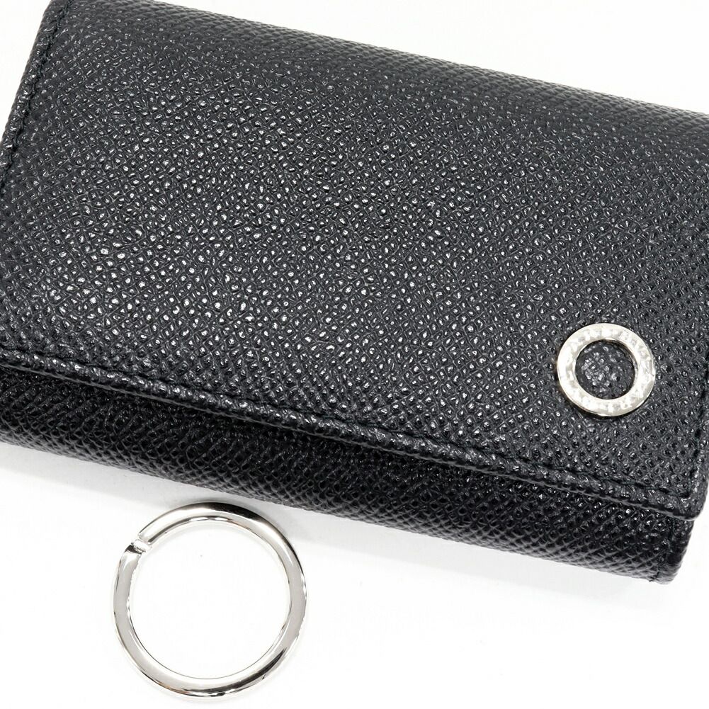 【未使用品】ブルガリ キーケース 6連 ロゴクリップ 黒 シルバー金具 証明書付 極美品 ブルガリ キーケース キーリング 黒 6連 ロゴクリップ