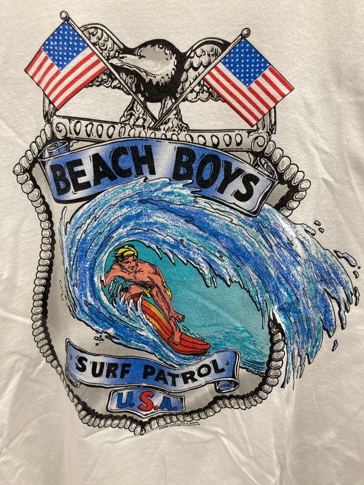 バンド band 1990 90s ビーチボーイズ THE Beach Boys US古着 袖シングル 白 XL Tシャツ ホワイト LLサイズ 101MT-2892