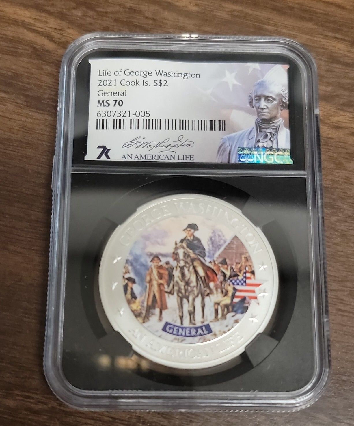 2021 Cook Islands $2 Silver Coin - NGC MS70 - Life of Washington General .