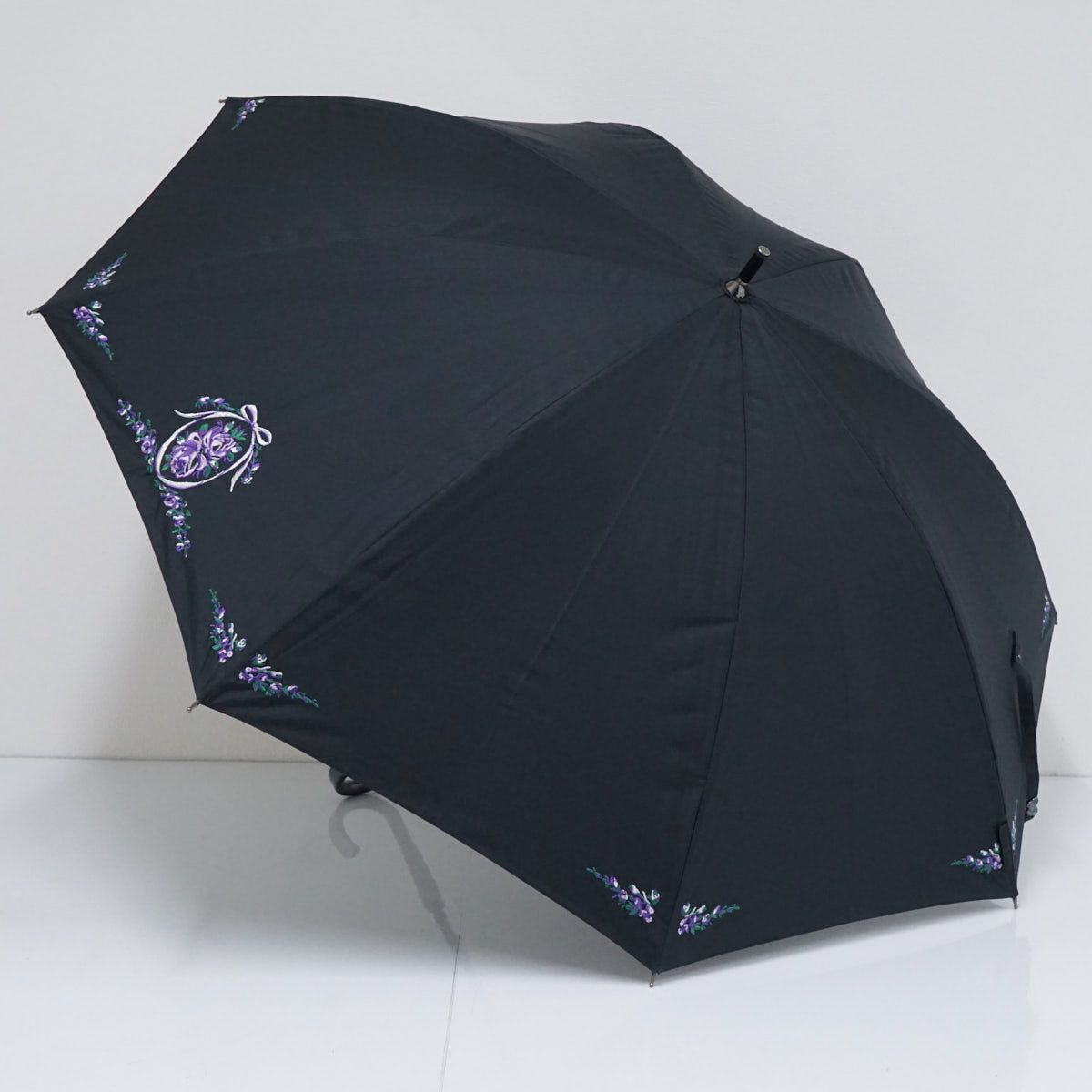 日傘 ANNA SUI アナスイ USED美品 ブラック フラワー 刺繍 晴雨