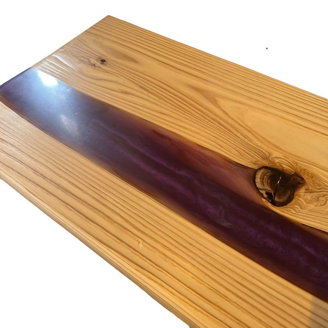 ナチュラルウッドと紫色の樹脂シンプルモダンサイドテーブル 車用にも