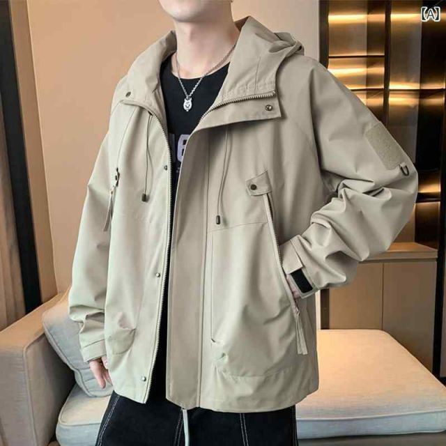 [XXL]メンズ ファッション 服 男性用 オシャレ シンプル 大人 かっこいい 大きいサイズ ストリート 紳士服 スリープ ルーフ ジャケット フード付き ジャケット カジュアル ジャケット ワーク
