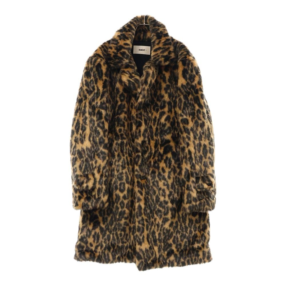 SAINT MICHAEL セントマイケル 24AW FUR COAT レオパード ファー ロングコート ブラウン SM-YS1-0000-065 SAINT MICHAEL (セントマイケル) 24AW FUR COAT レオパード ファー