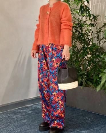 ハウスオブロータス フラワープリントウエストギャザーパンツ