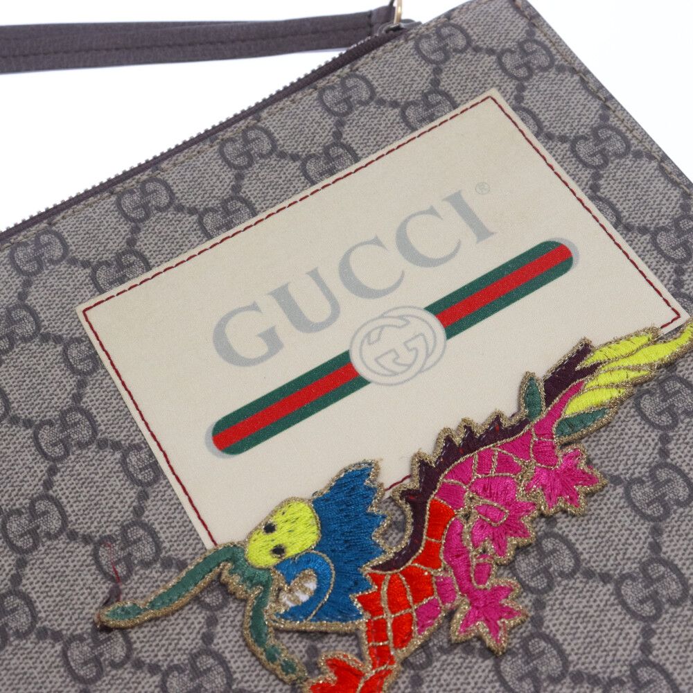 GUCCI (グッチ) クーリエ GGスプリーム クラッチバッグ ベージュ