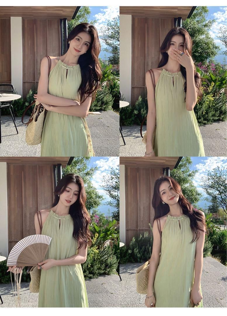 ♥ フレンチホルターネック♪Aラインロングワンピース