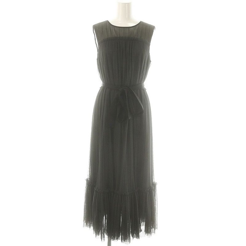 miumiu サーモンピンク フラワースパンコールノースリーブワンピース