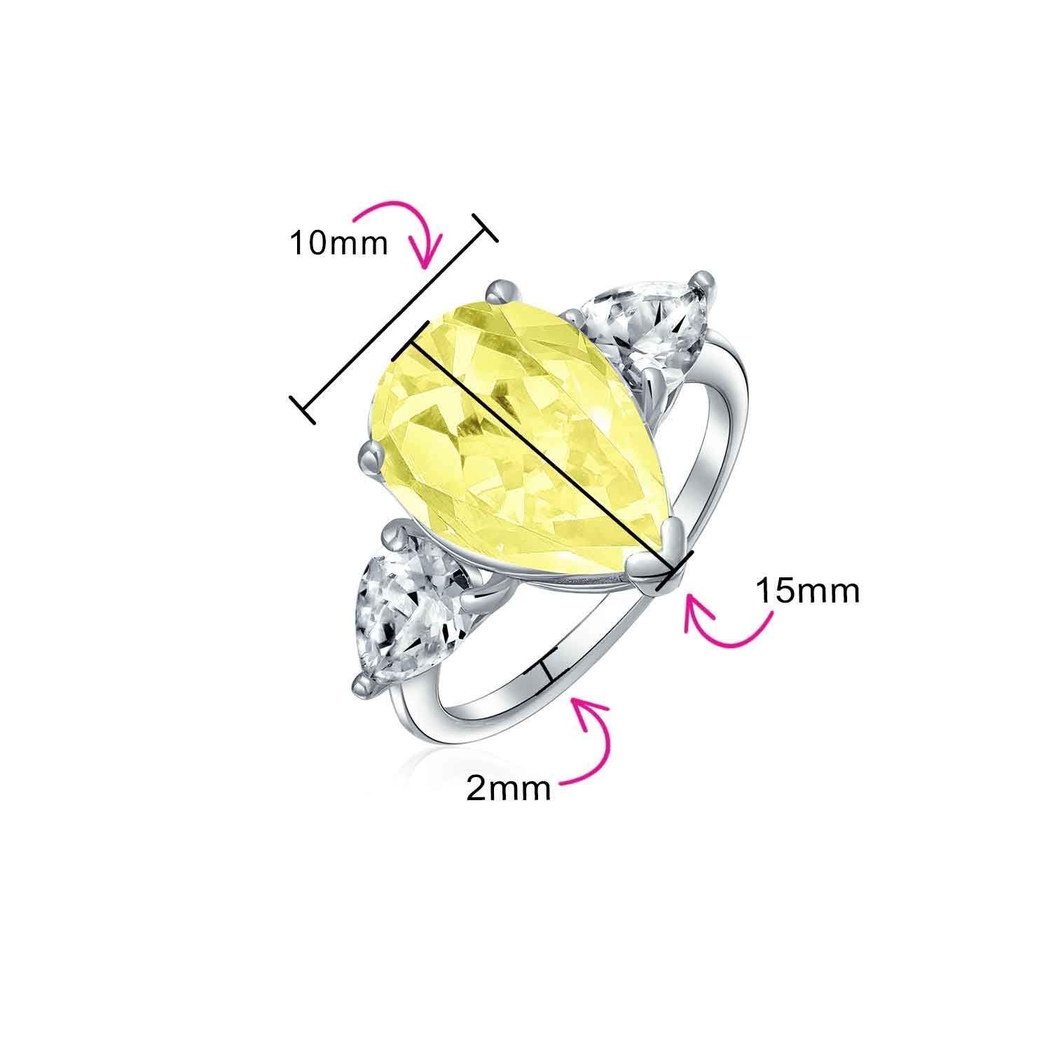 [Bling Jewelry] ブライダル結婚式7CTカナリア黄色AAAのCZのペアシェイプブリリアントカットソリティア涙ステートメント婚約指輪女性の薄いバンド.925スターリングシルバー立方ジルコニアトリリオン側ストーンのために