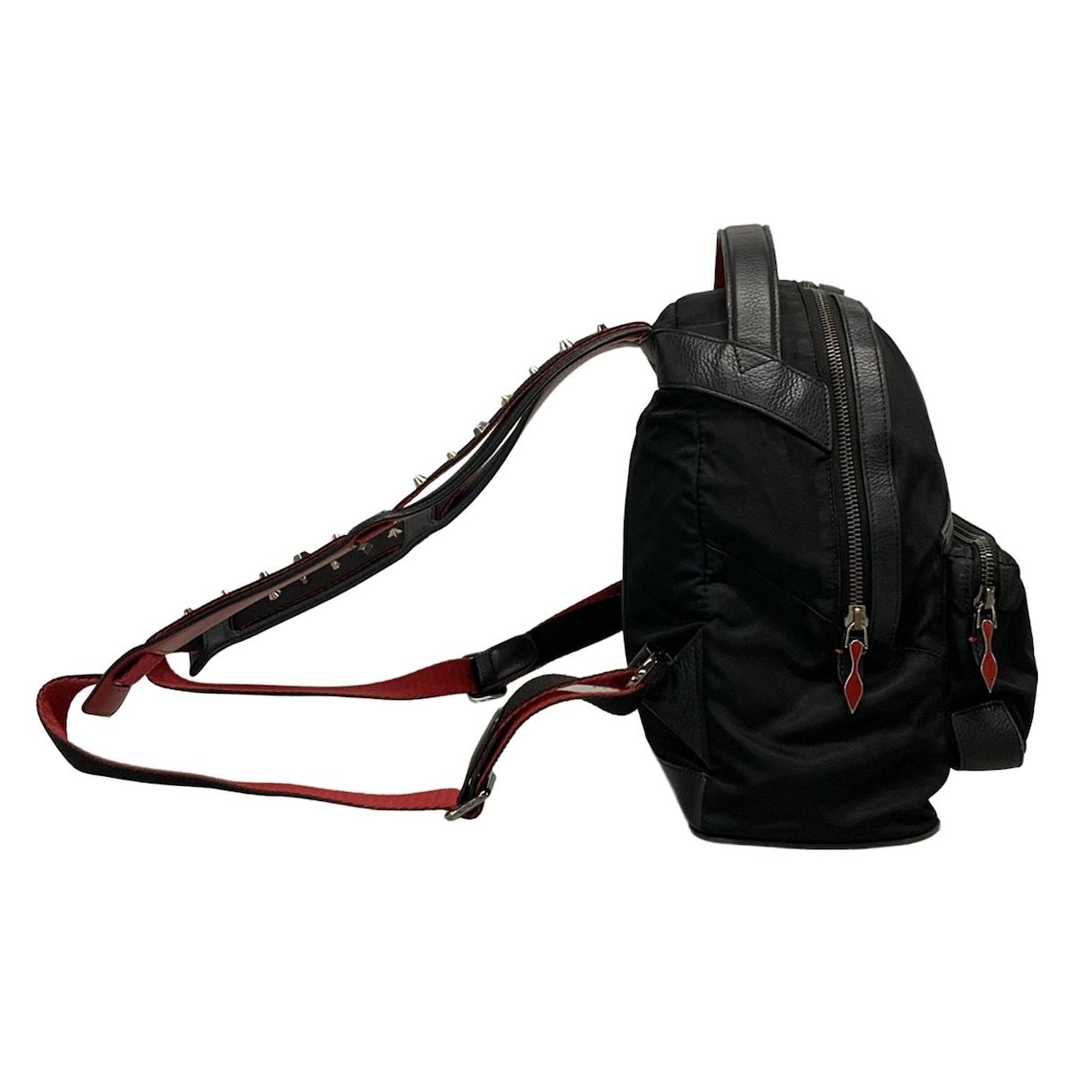 CHRISTIAN LOUBOUTIN クリスチャンルブタン リュックサック バックルビ スモール 黒×レッド スタッズ レザー